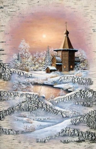 Рисунки на бересте Сергея Сурина