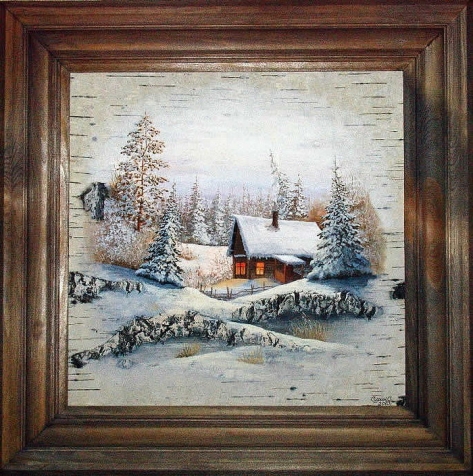 Рисунки на бересте Сергея Сурина