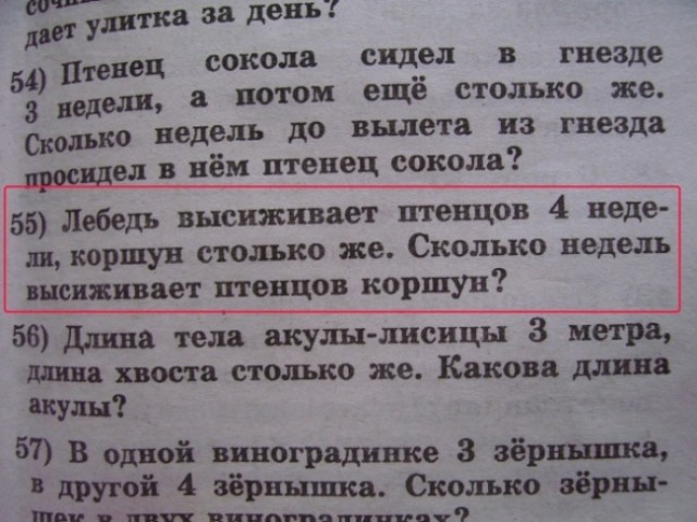 Задания из детских учебников,от которых волосы встают дыбом.