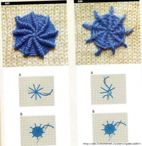 Журнал вышивки по лицевой глади вязаного изделия. 100 способов+еще 10