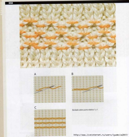 Журнал вышивки по лицевой глади вязаного изделия. 100 способов+еще 10