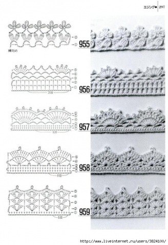 Вязание кромки, каймы крючком фото и схемы (из интернета)