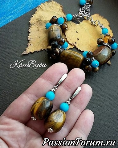 Серьги с натуральным тигровым глазом и кварцем. Серьги с натуральным тигровым глазом и кварцем.