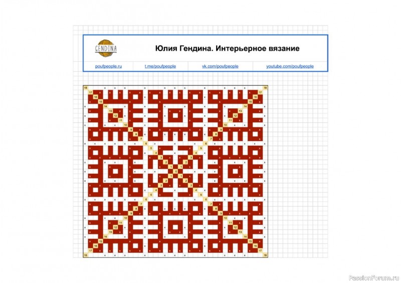 Коврик мозаичным вязанием. Схема
