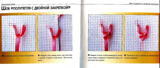 Техника исполнения швов в вышивке лентами