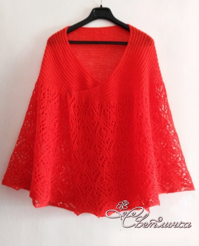 Третий этап совместного вязания ажурной накидки Poppy Shawl by ANNIKEN ALLIS