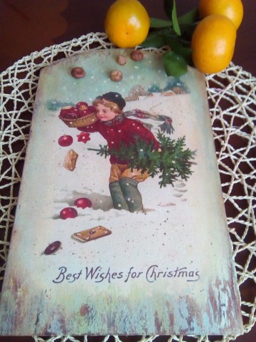 Чердачная ретро панно открытка с Рождеством!