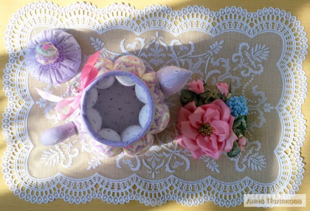 Текстильный чайник "Розы и лаванда"