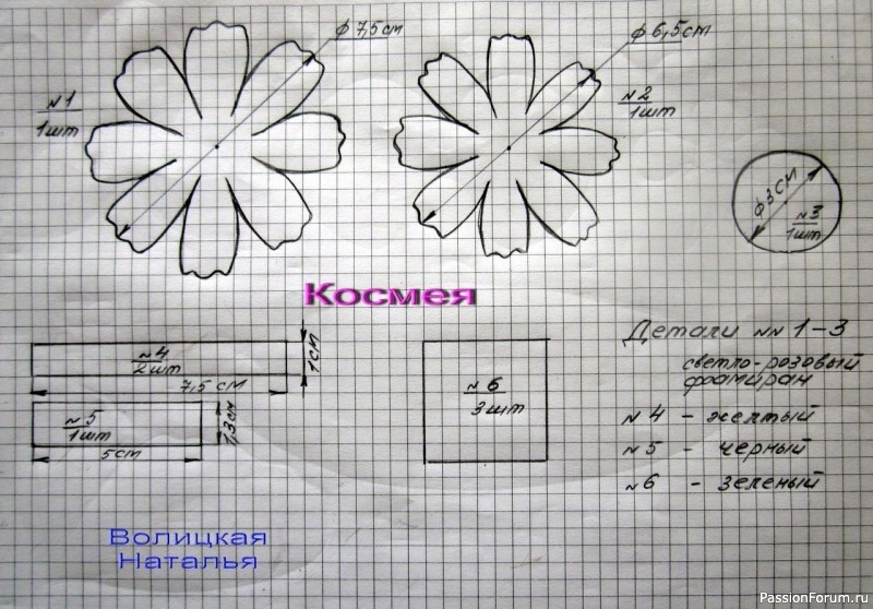 Космея из фоамирана. Шаблоны