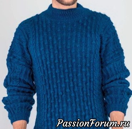 Мужской свитер с фантазийным узором. Описание