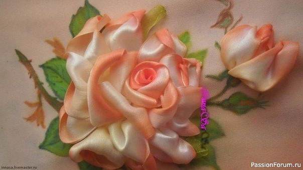 Вышиваем розу лентами. МК