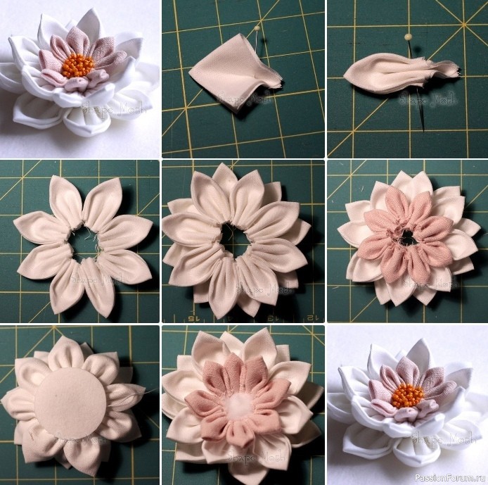 Простые цветочки из лент. Мини МК
