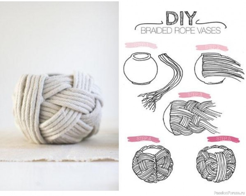 Вазы из веревки в морском стиле