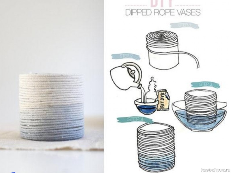 Вазы из веревки в морском стиле