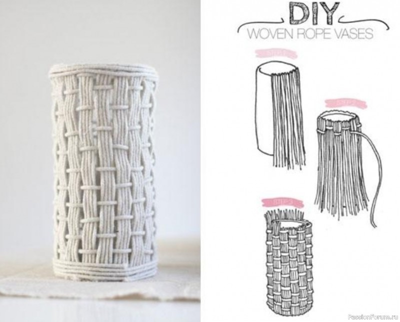 Вазы из веревки в морском стиле