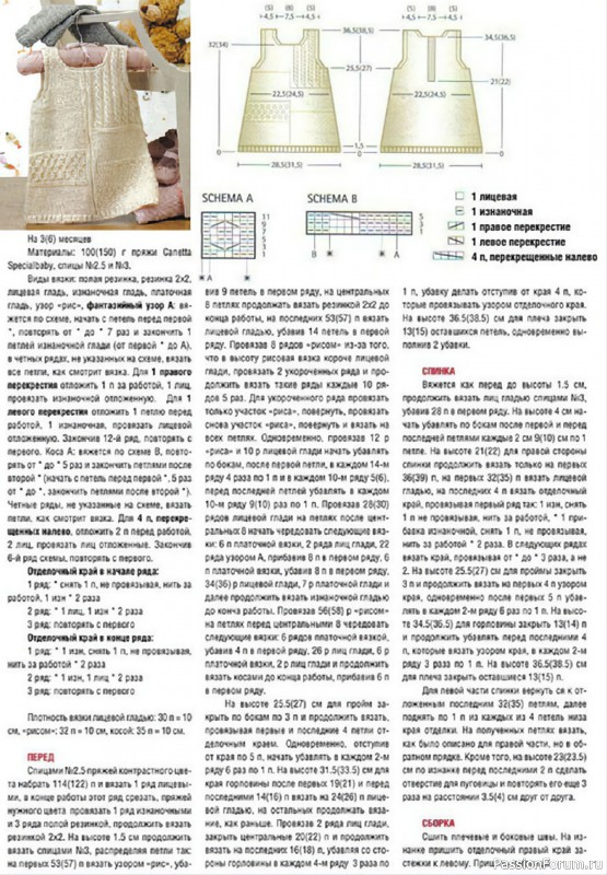 Платье для девочки на 3 (6) месяцев спицами