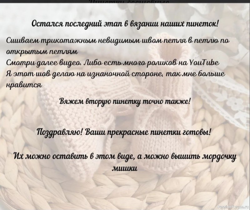 Пинетки с мишками. Описание