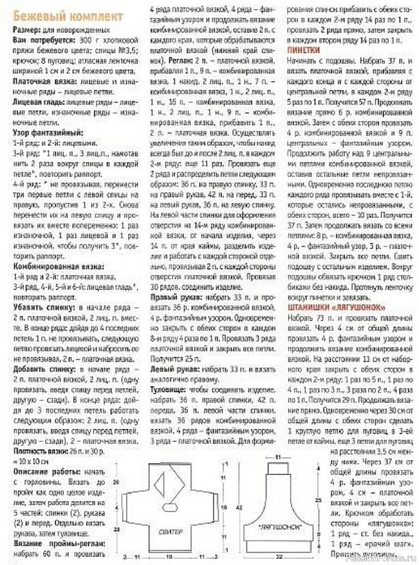 Бежевый комплект для малыша. Описание