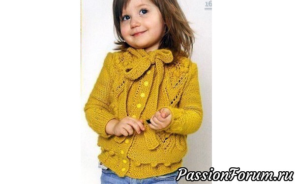 Желтая кофточка для девочки. Описание