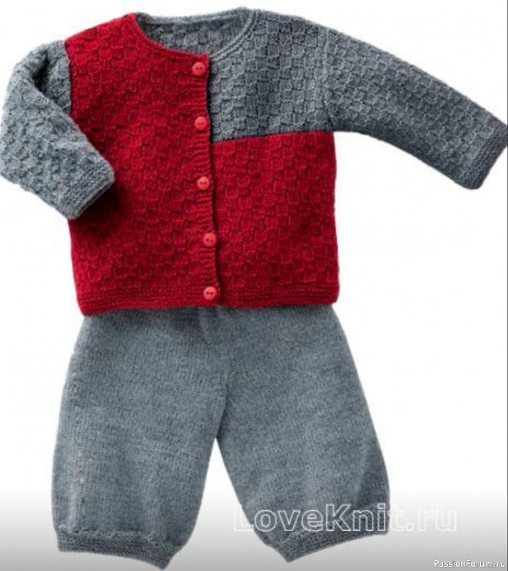 Двухцветный жакет и штанишки для малыша. Описание