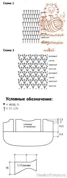 Пуловер в разноцветную полоску крючком. МК