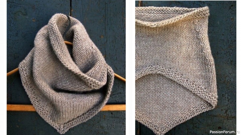 Модный бактус-снуд спицами. Описание