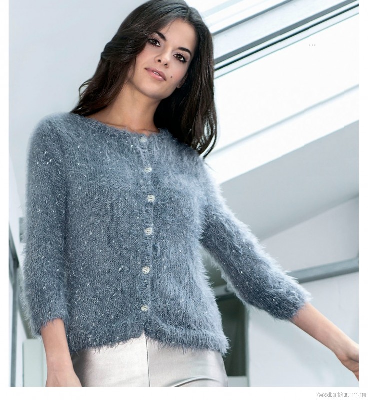 Серый жакет из фасонной пряжи