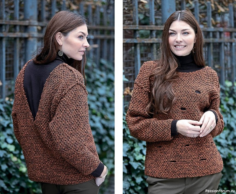 Пуловер с V-образным вырезом на спинке. Описание