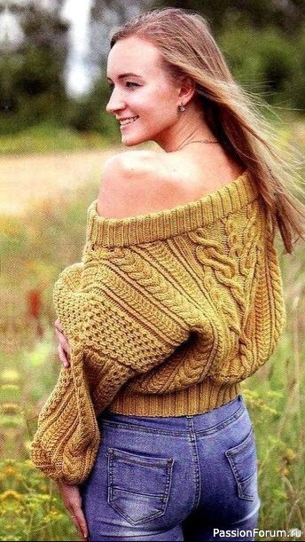 Джемпер горчичного цвета. Схема