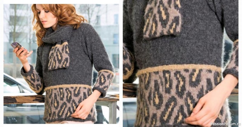 Пуловер и шарф со «звериными» узорами