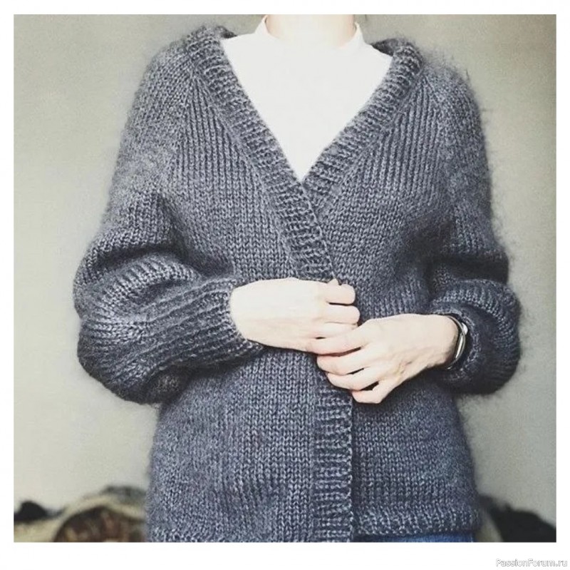 Серый кардиган из Alize Naturale. Описание