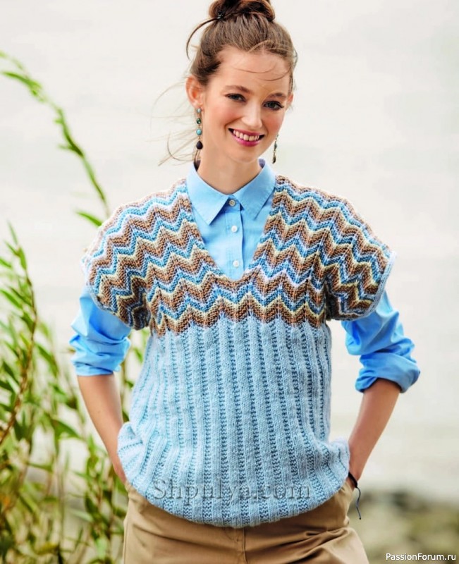 Жилет с узорчатой кокеткой. Схема