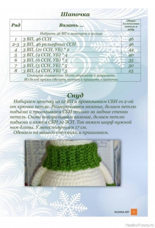 Снеговичок из плюшевой пряжи