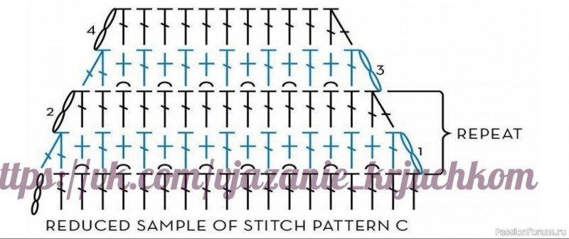 Асимметричный блузон крючком. Схемы