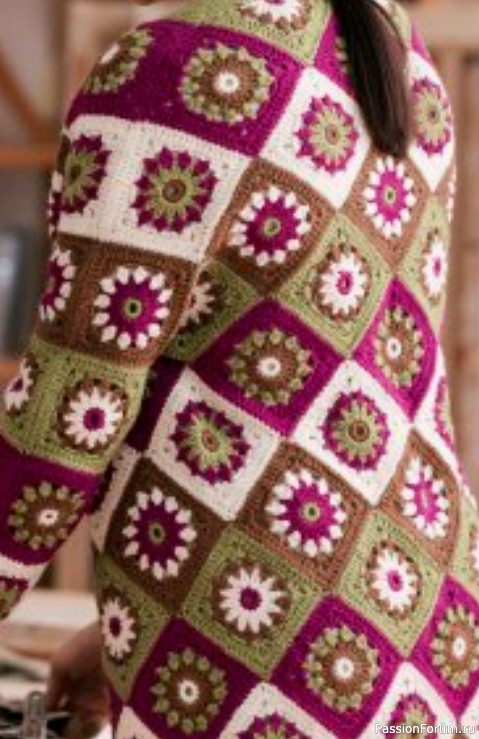Кардиган из квадратов. Схемы