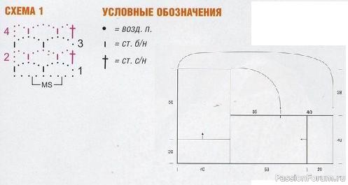 Ажурное пончо из мотивов и сетчатого узора