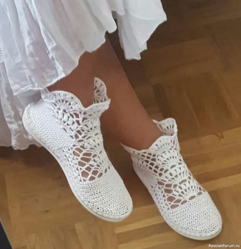 Обувь вязаная крючком + схемы