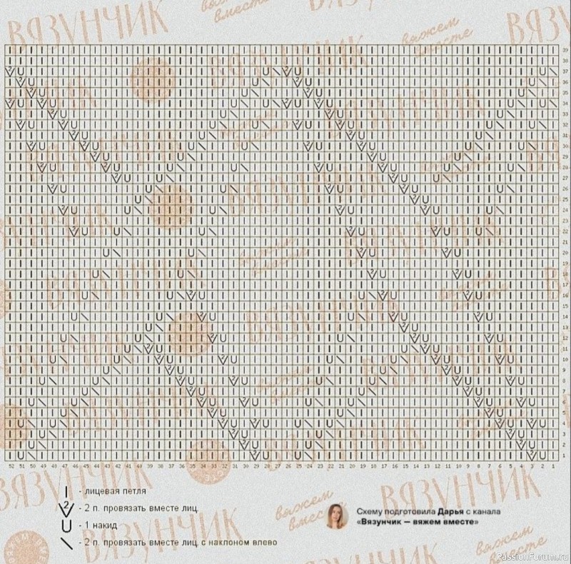 Пуловер на ажурный. Схема