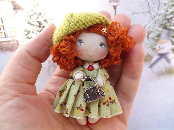 Cloth art OOAK cute mini dollhouse miniature doll accessory