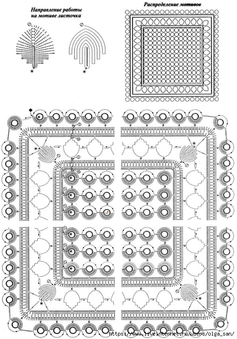 Салфетки плоские четырёхугольные. Схемы