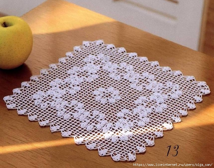 Салфетки плоские четырёхугольные. Схемы