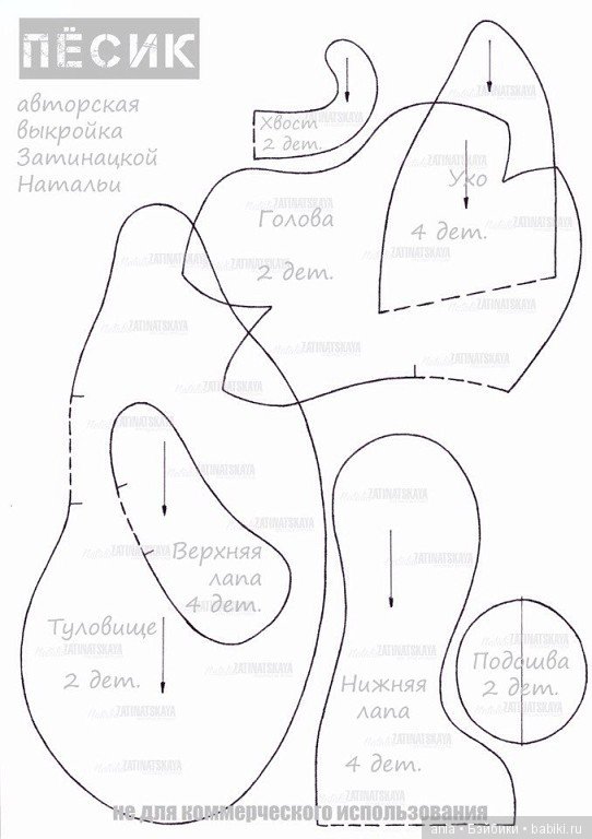 Собака, автор выкройки игрушки Затинацкая Наталья