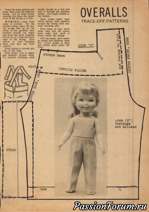 Ретро мода для кукол с выкройками 60хгг