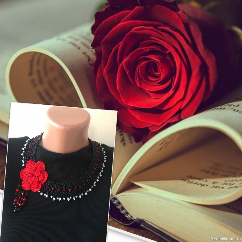 Колье-ожерелье с цветком розы.