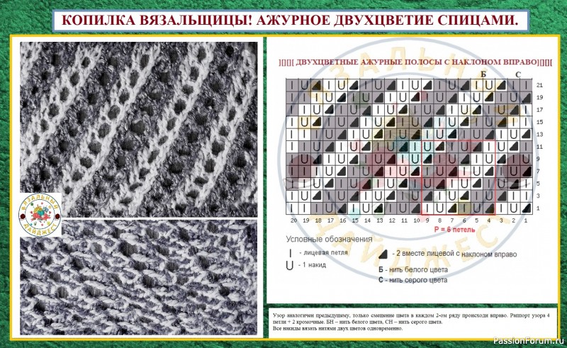 КОПИЛКА ВЯЗАЛЬЩИЦЫ! АЖУРНОЕ ДВУХЦВЕТИЕ СПИЦАМИ.