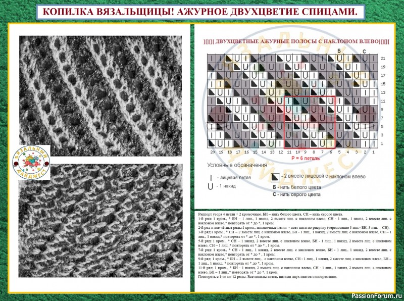 КОПИЛКА ВЯЗАЛЬЩИЦЫ! АЖУРНОЕ ДВУХЦВЕТИЕ СПИЦАМИ.
