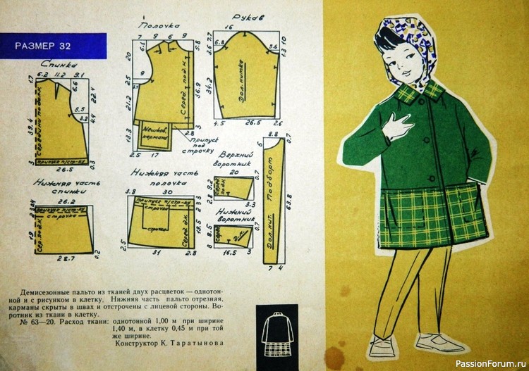 Детское платья с чертежами кроя. 1963. Ретро-мода