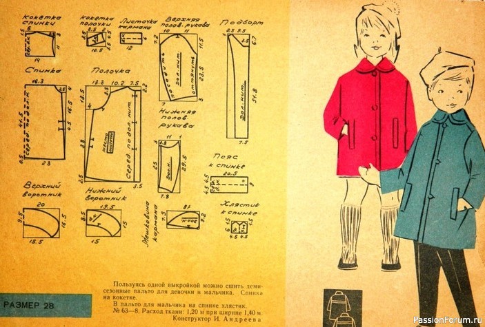 Детское платья с чертежами кроя. 1963. Ретро-мода
