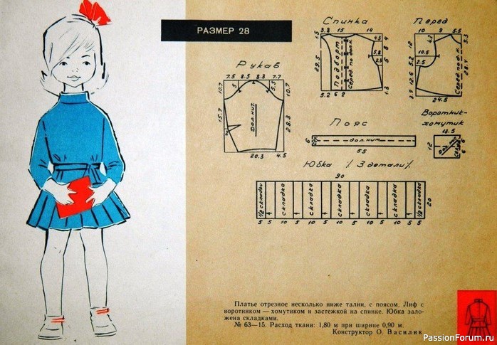 Детское платья с чертежами кроя. 1963. Ретро-мода