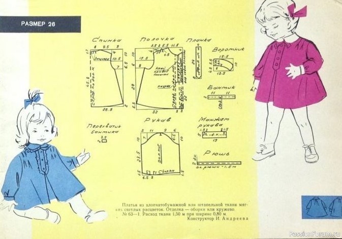 Детское платья с чертежами кроя. 1963. Ретро-мода